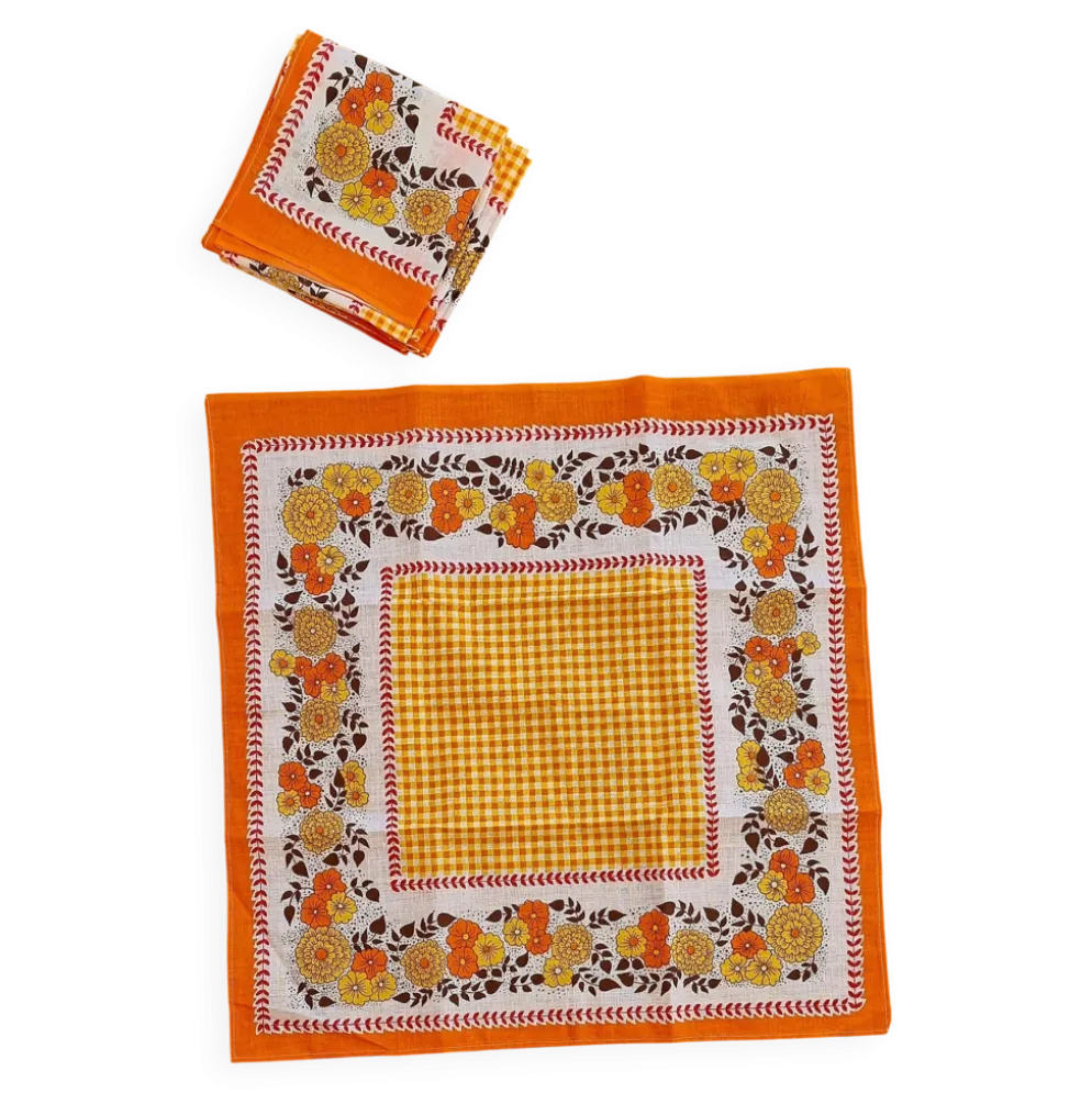 Lot de 5 serviettes de table seventies
