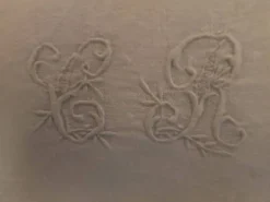 Lot de 9 serviettes en lin monogrammées vintage