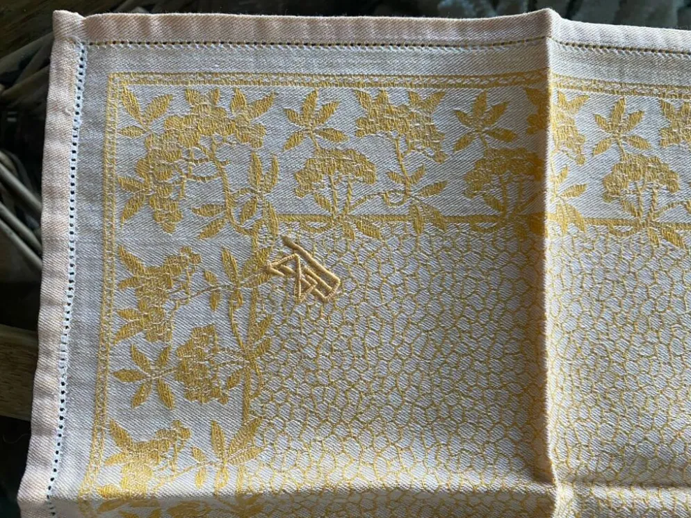 Lot de 6 serviettes à thé monogrammées en damassé