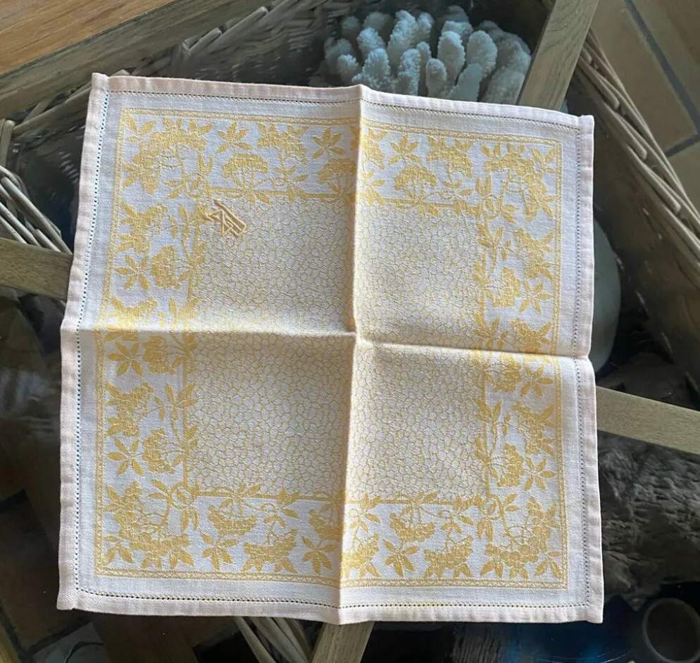 Lot de 6 serviettes à thé monogrammées en damassé