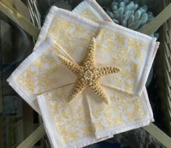 Lot de 6 serviettes à thé monogrammées en damassé