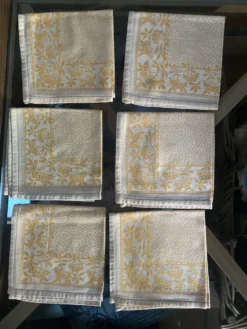 Lot de 6 serviettes à thé monogrammées en damassé