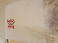 Lot de 6 serviettes toilette coton i nid d abeilles franges 1930 50