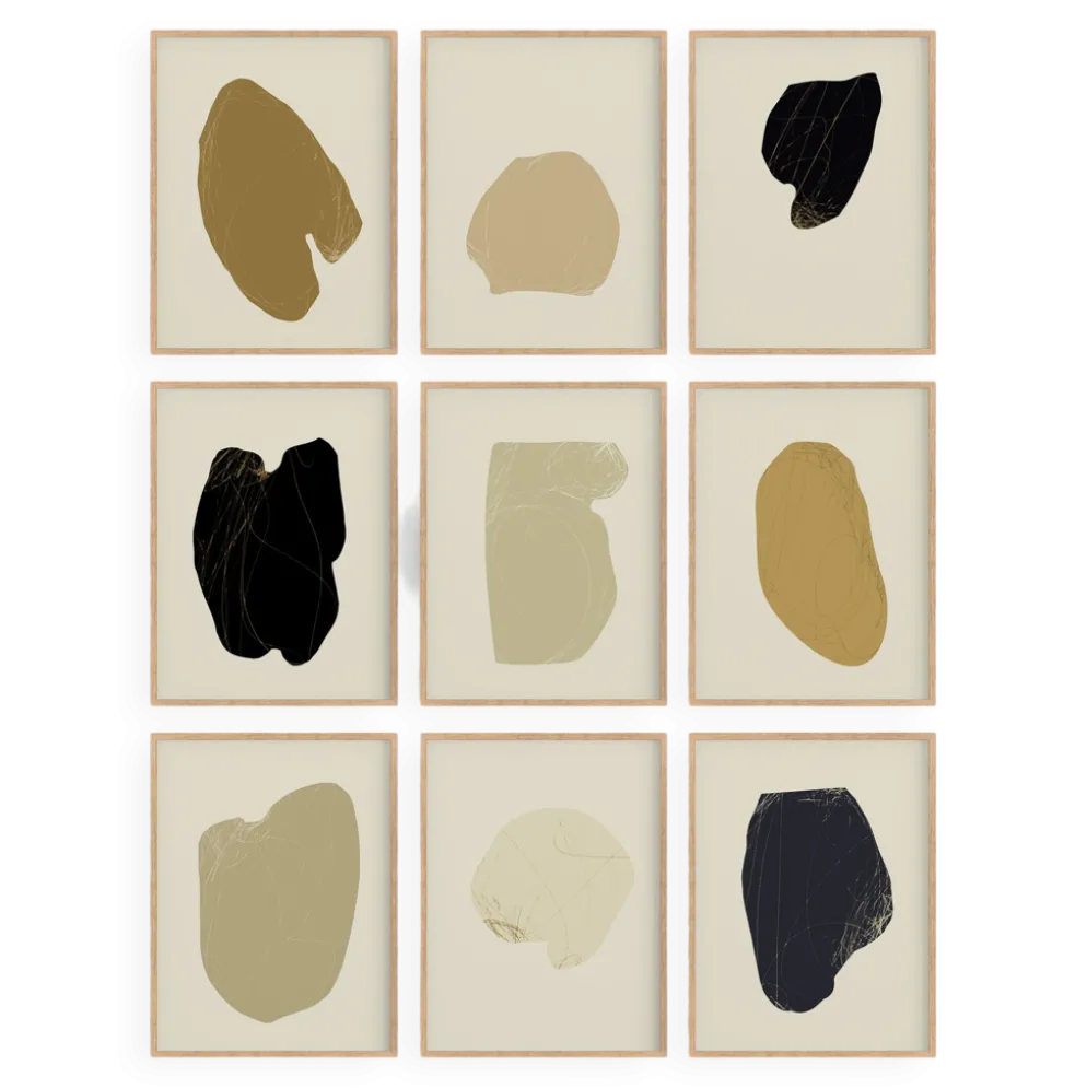 Lot de 9 tirages giclées abstraits, A4