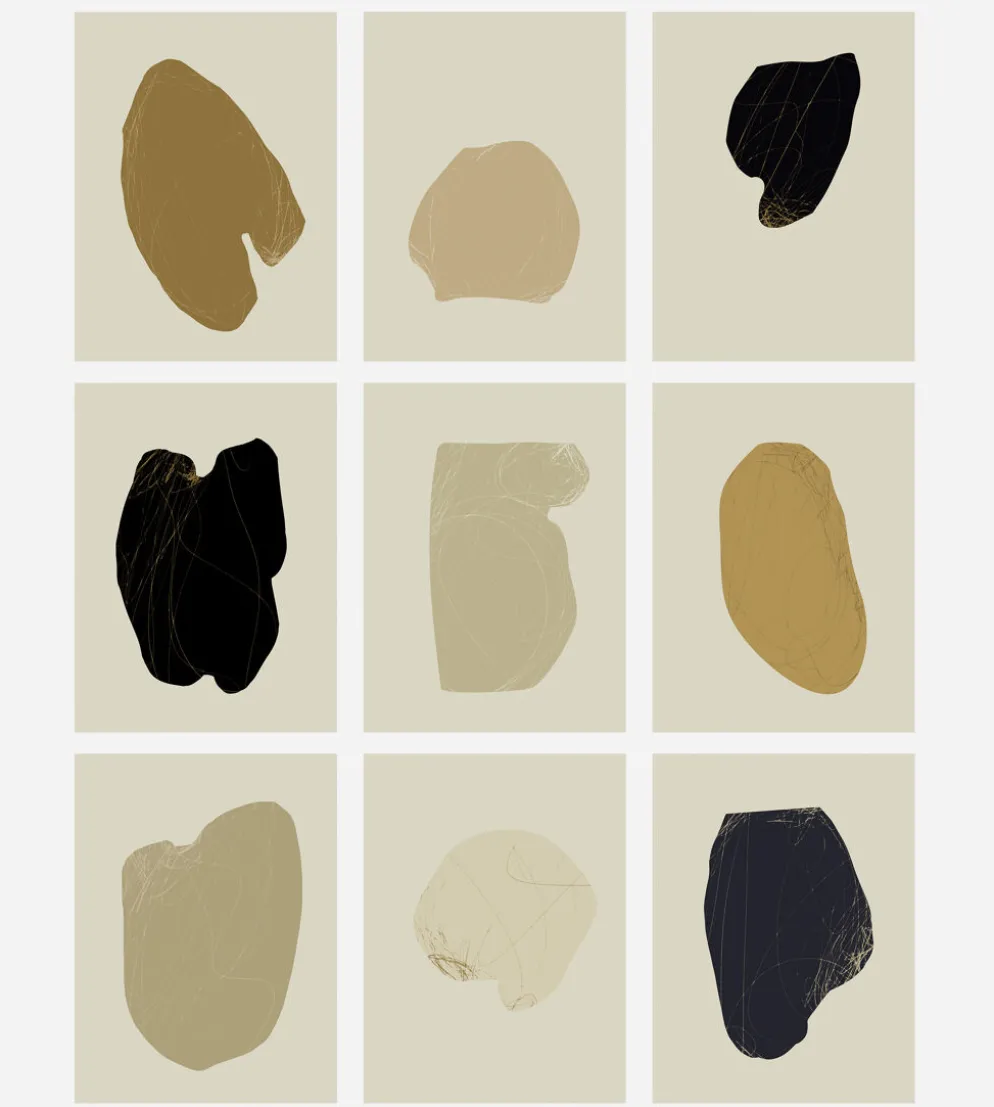 Lot de 9 tirages giclées abstraits, A4