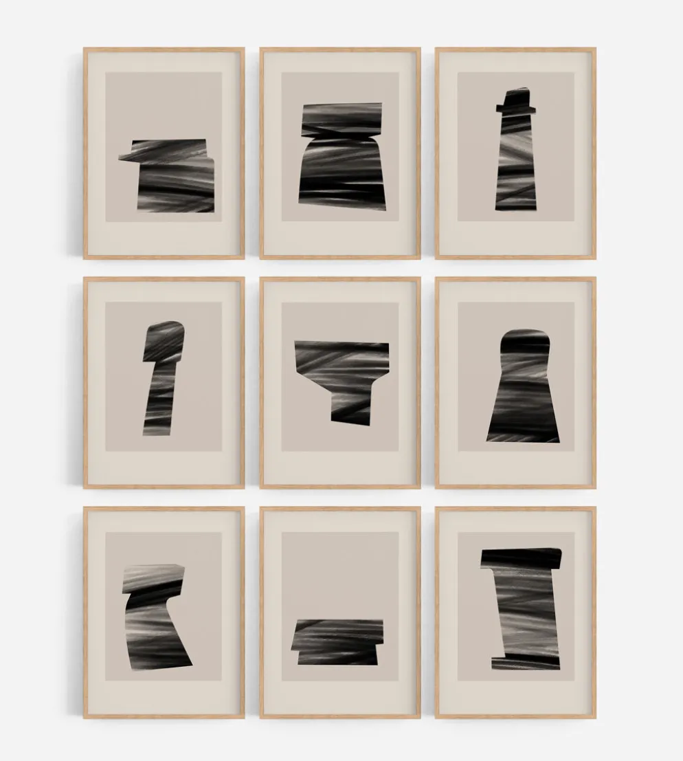 Lot de 9 tirages giclées abstraits, A4