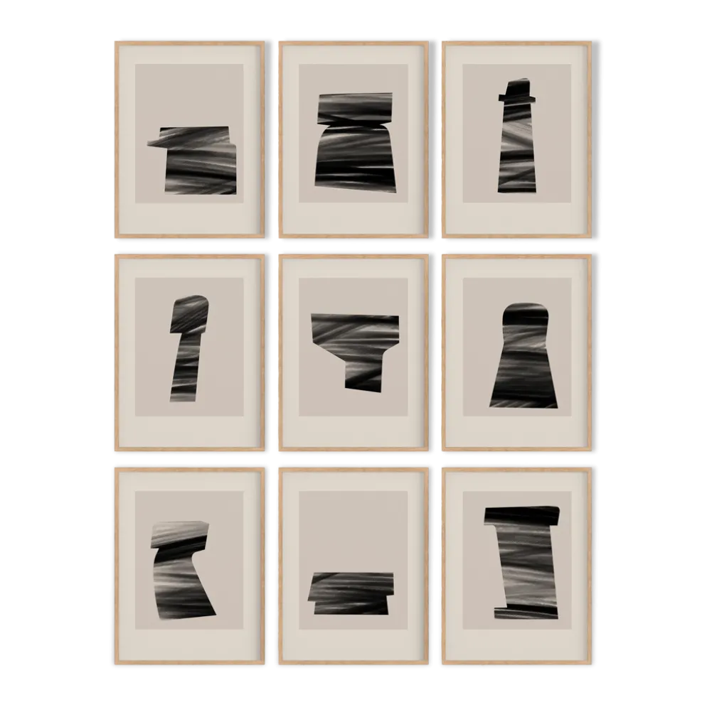 Lot de 9 tirages giclées abstraits, A4