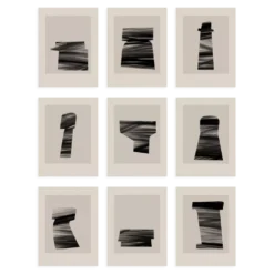 Lot de 9 tirages giclées abstraits, A4