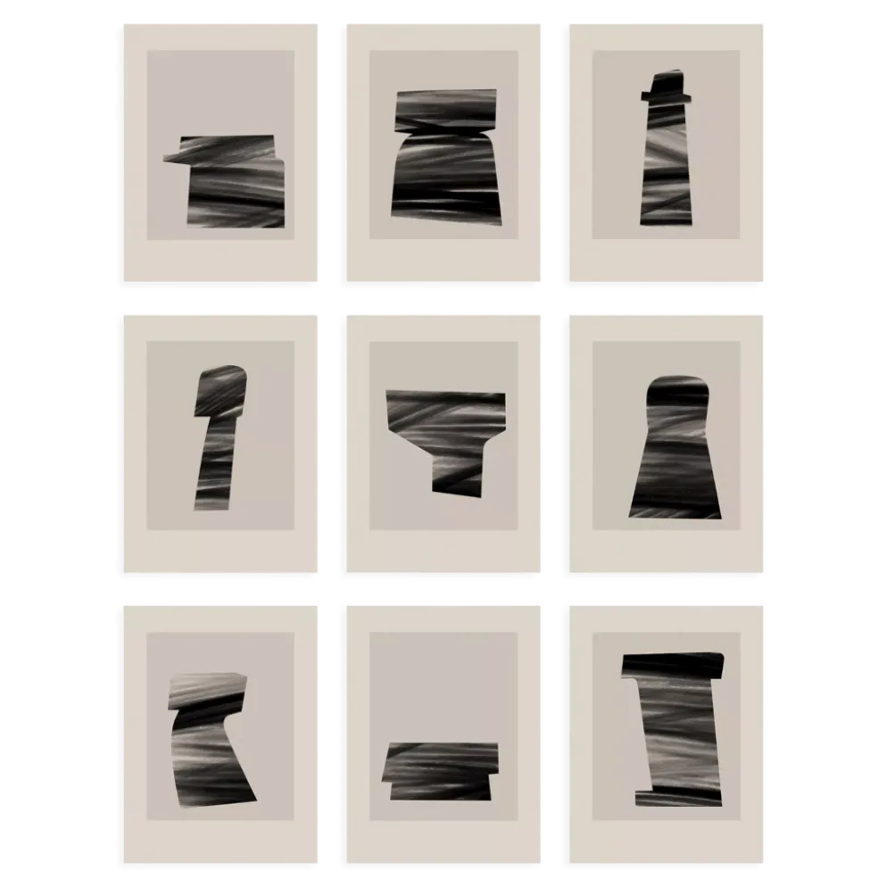 Lot de 9 tirages giclées abstraits, A4