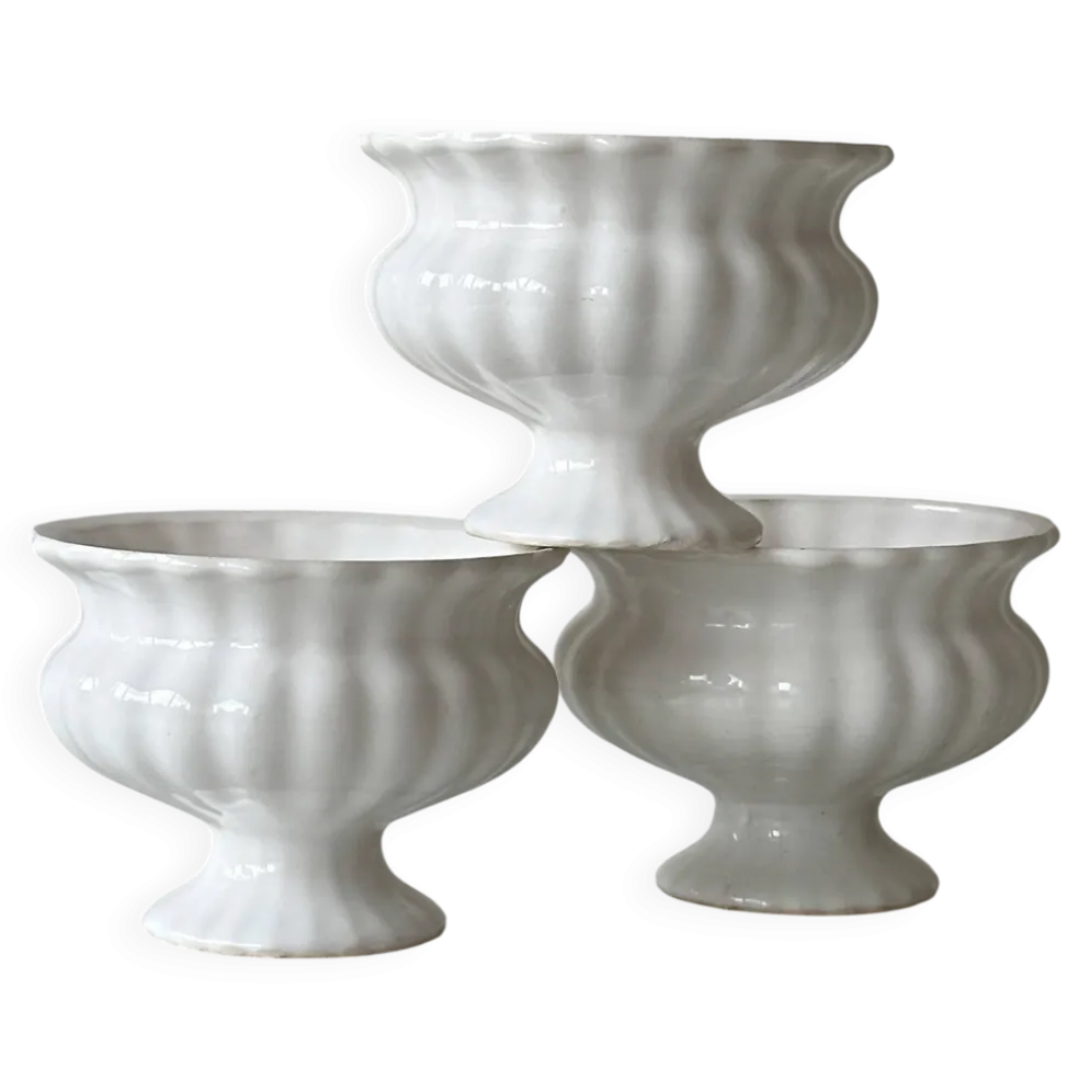 Lot trois cache-pots céramique blanche