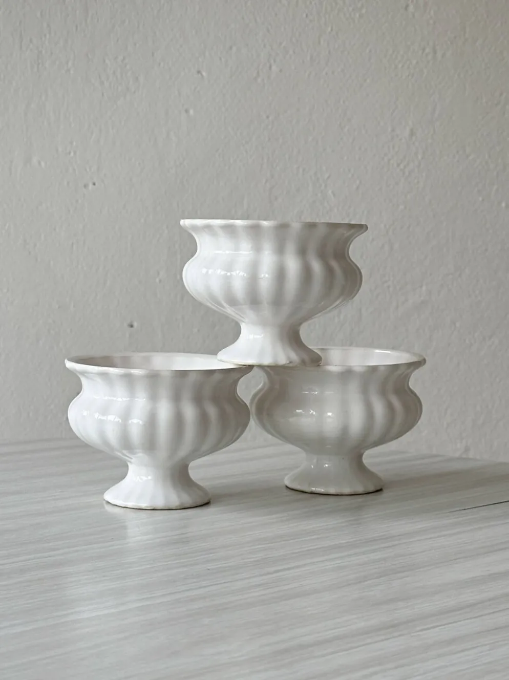 Lot trois cache-pots céramique blanche