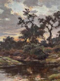 Louis Marius Gueit 1877-1956 L'aube dans les Landes signé Hsp 42 x 53cm