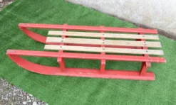 Luge vintage biplace traîneau bois de chêne 1930's 106 cm