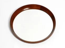 Magnifique miroir mural rond en teck des années 1960 par TH. POSS 'EFTF Copenhague Danemark