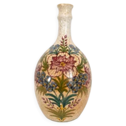 Magnifique vase vintage signé Simon-D – Céramique émaillée à décor flo