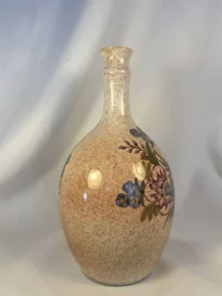 Magnifique vase vintage signé Simon-D – Céramique émaillée à décor flo
