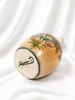 Magnifique vase vintage signé Simon-D – Céramique émaillée à décor flo