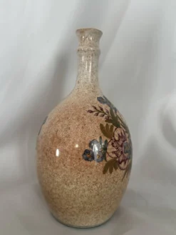 Magnifique vase vintage signé Simon-D – Céramique émaillée à décor flo