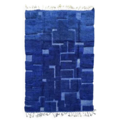 Majorelle Grid – Tapis marocain en laine – Bleu profond, design géométrique