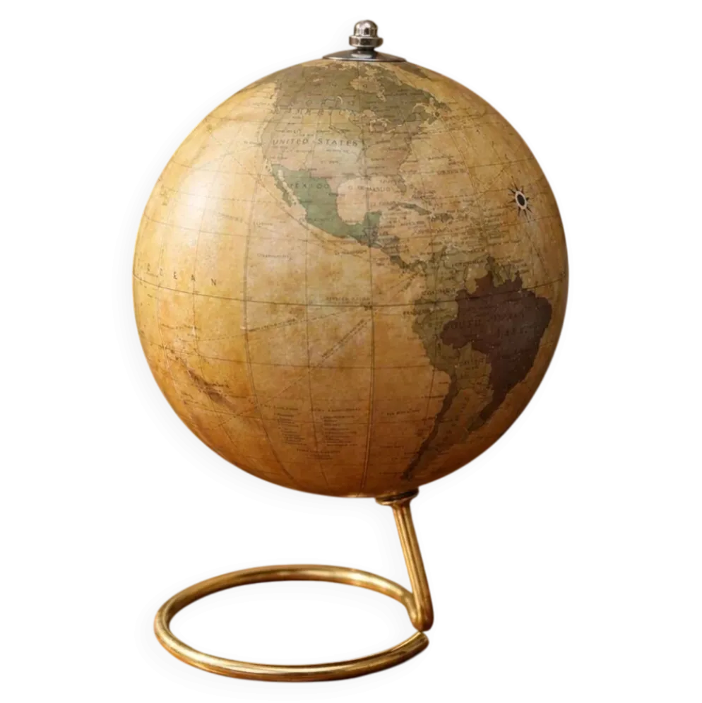 Mappemonde décorative sur pied doré – style vintage
