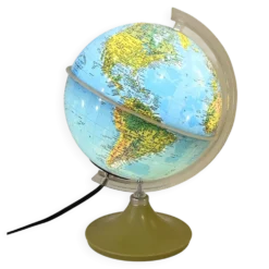 Mappemonde, globe terrestre lumineux ancien vintage