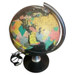 Mappemonde Globe Terrestre Planète Terre Fond Noir + Pied Tulipe Italy