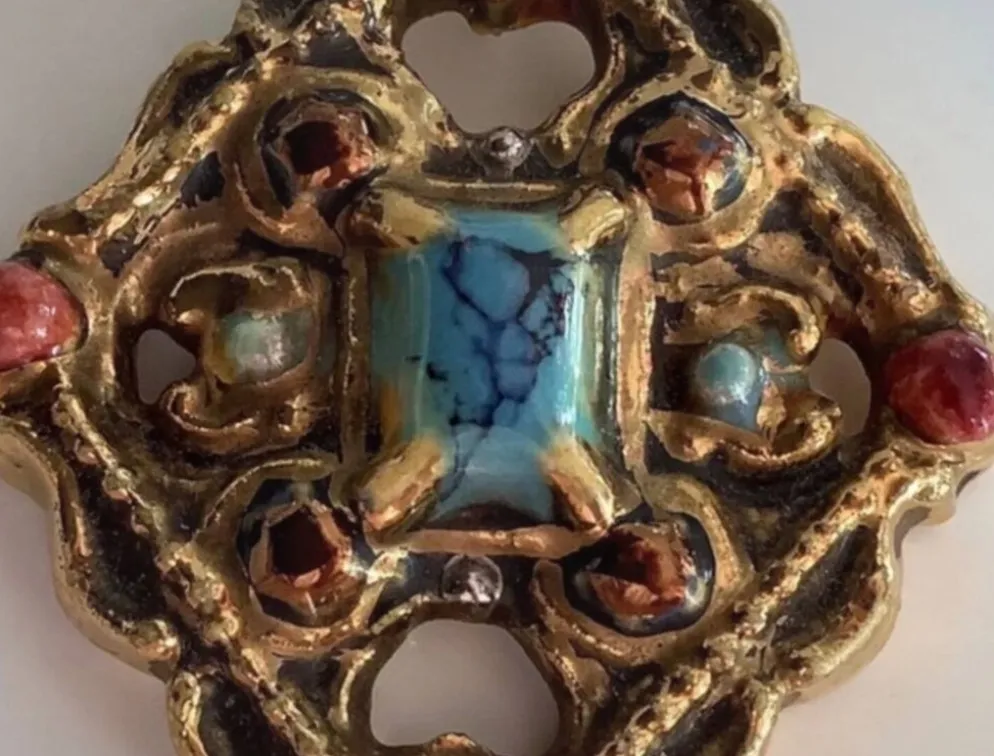 Marc Roussel Croix céramique polychrome