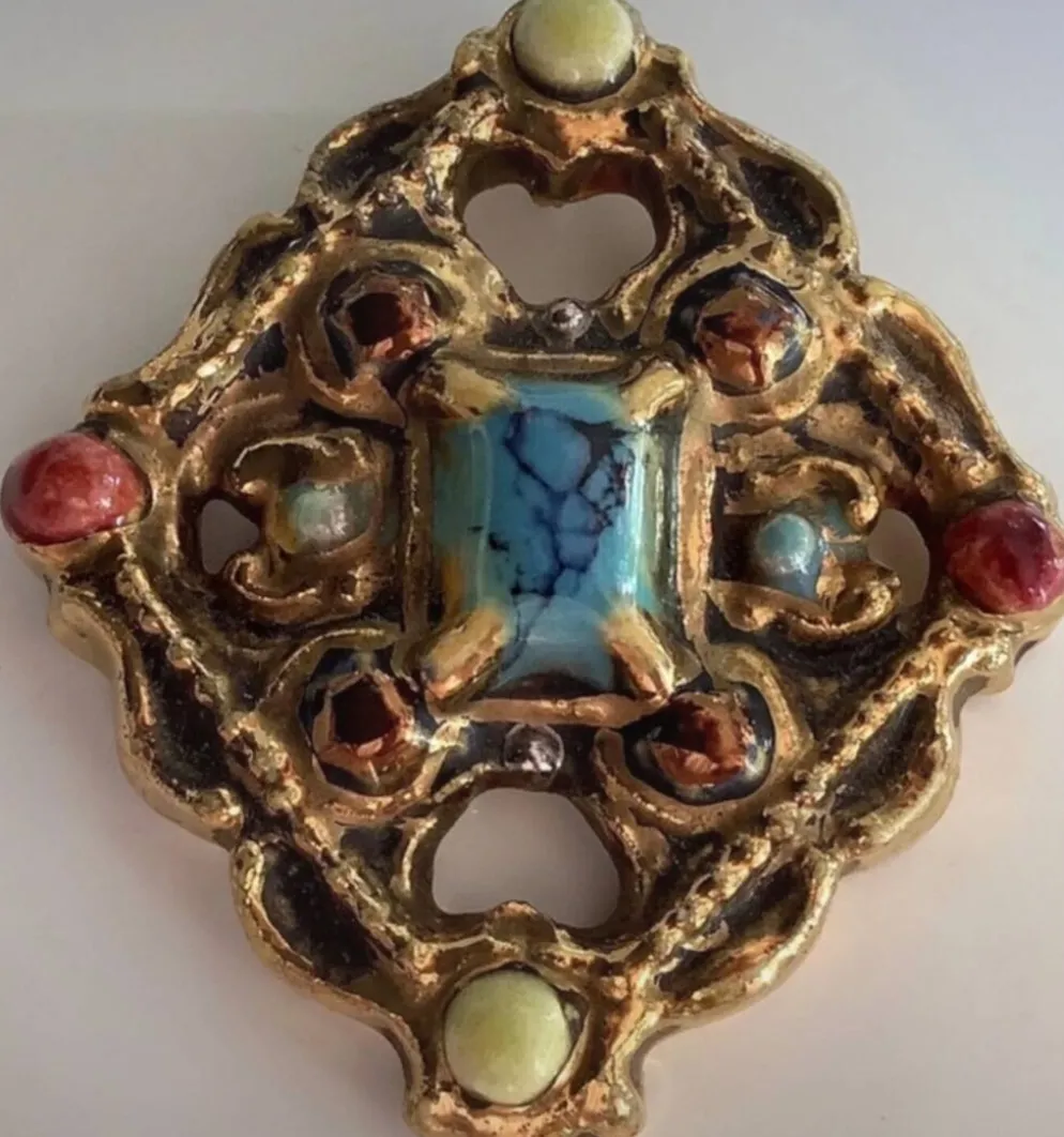 Marc Roussel Croix céramique polychrome