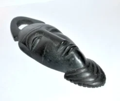 Masque africaine en bois d'ébène - sculpture tête barbue afrique ethnique 20.5 x 6.5