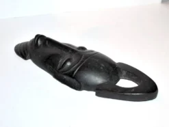 Masque africaine en bois d'ébène - sculpture tête barbue afrique ethnique 20.5 x 6.5