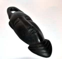 Masque Africain en ébène - Sculpture tête barbue AFRIQUE ETHNIQUE 22.5x7
