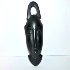 Masque Africain en ébène - Sculpture tête barbue AFRIQUE ETHNIQUE 22.5x7