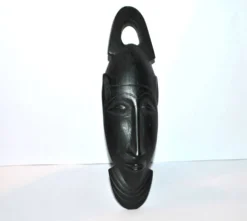 Masque africain en bois d'ébène - tête barbue vintage afrique ethnique 22x7