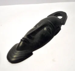 Masque africain en bois d'ébène - tête barbue vintage afrique ethnique 22x7