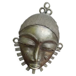 Masque africain tribal ashanti en laiton