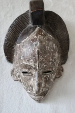 Masque Africain Vintage Bois Sculpté et Patiné, Gabon, TBE