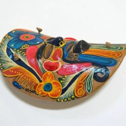 Masque Art populaire du Mexique en terre cuite colorée, années 70