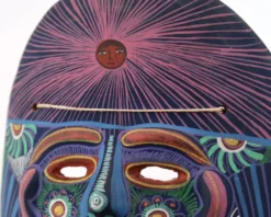 Masque coloré du Mexique en terre cuite, années 70