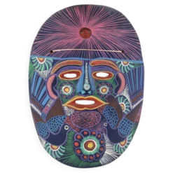 Masque coloré du Mexique en terre cuite, années 70