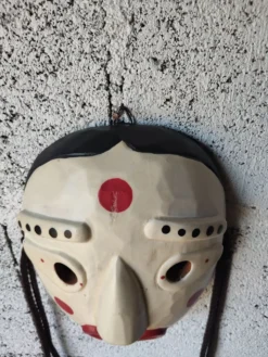 Masque coréen en bois – Souvenir de voyage – Décoration murale artisan