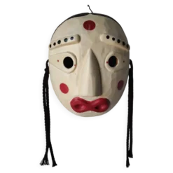 Masque coréen en bois – Souvenir de voyage – Décoration murale artisan