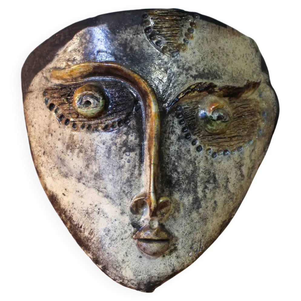 Masque décoratif en raku