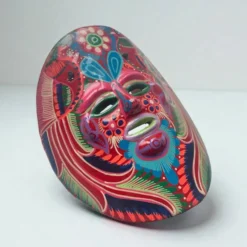 Masque du Mexique en terre cuite colorée, années 70, mexicain