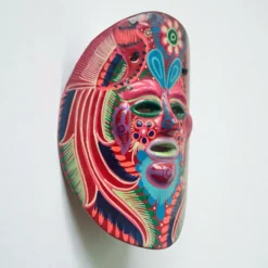 Masque du Mexique en terre cuite colorée, années 70, mexicain