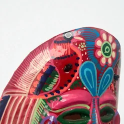 Masque du Mexique en terre cuite colorée, années 70, mexicain