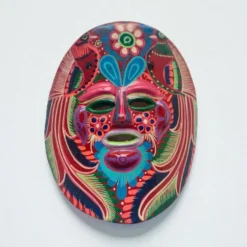 Masque du Mexique en terre cuite colorée, années 70, mexicain