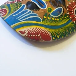 Masque du Mexique en terre cuite colorée, années 70, mexicain