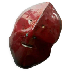 Masque en céramique émaillée rouge, dans le goût d'Accolay, années 50 / 60