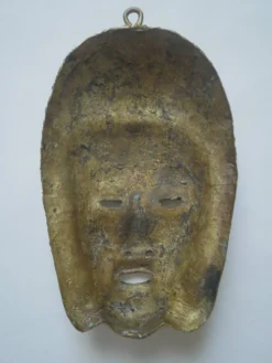 Masque en laiton sculpture murale objet de décoration ethnique Art tribal