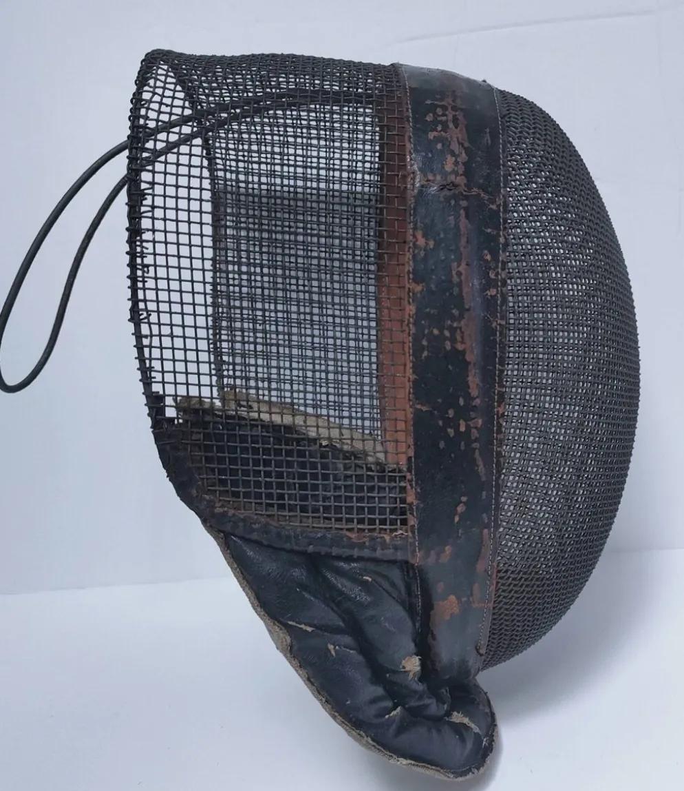 masque escrime métal cuir début xxème